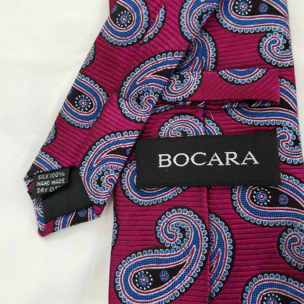 Bocara magenta 100% paisley silk tie